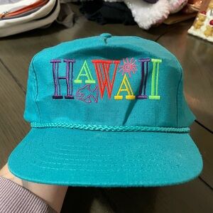 Teal Hawaii Cap with Colorful Embroidery